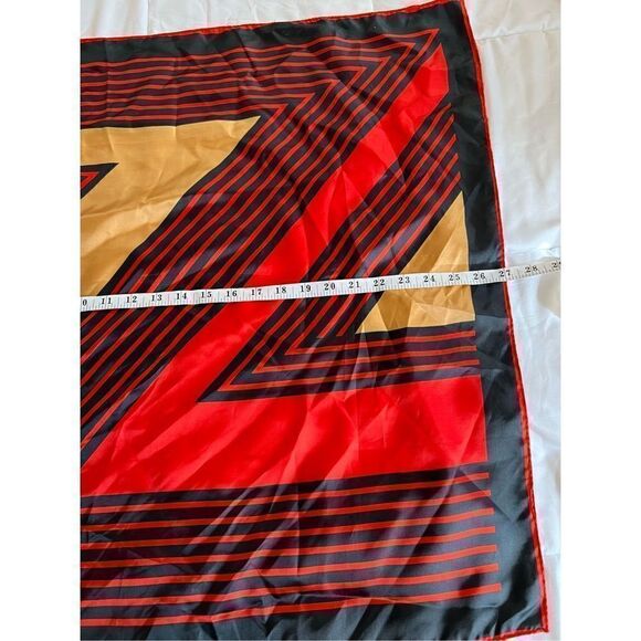 Red black and gold Stripe neckerchief scarf - Picture 4 of 4
